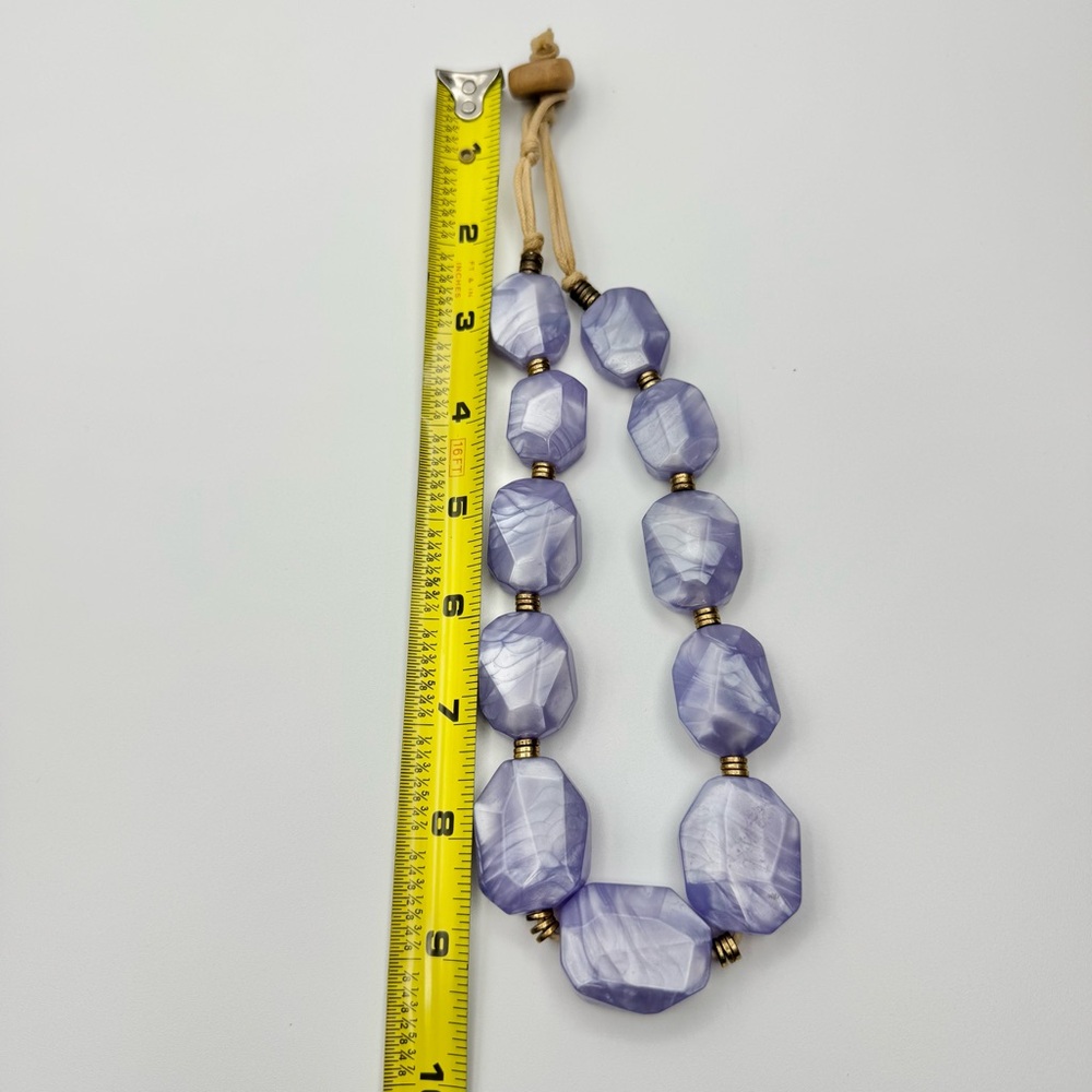 Lavender Amethyst Cooling Necklace Large Beads Wood Hardware Statement Necklace - Picture 5 of 6